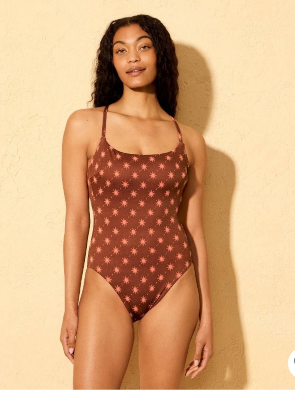 Shade & Shore Brown Star-Print One-Piece Swimsuit